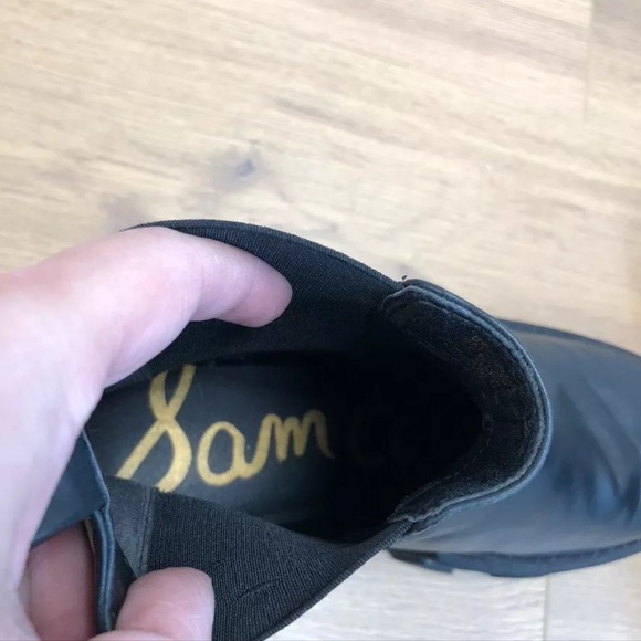 Sam Edelman Daelyn Chelsea Boots Womens 9 Black Leather Chunky Sole - Picture 11 of 17